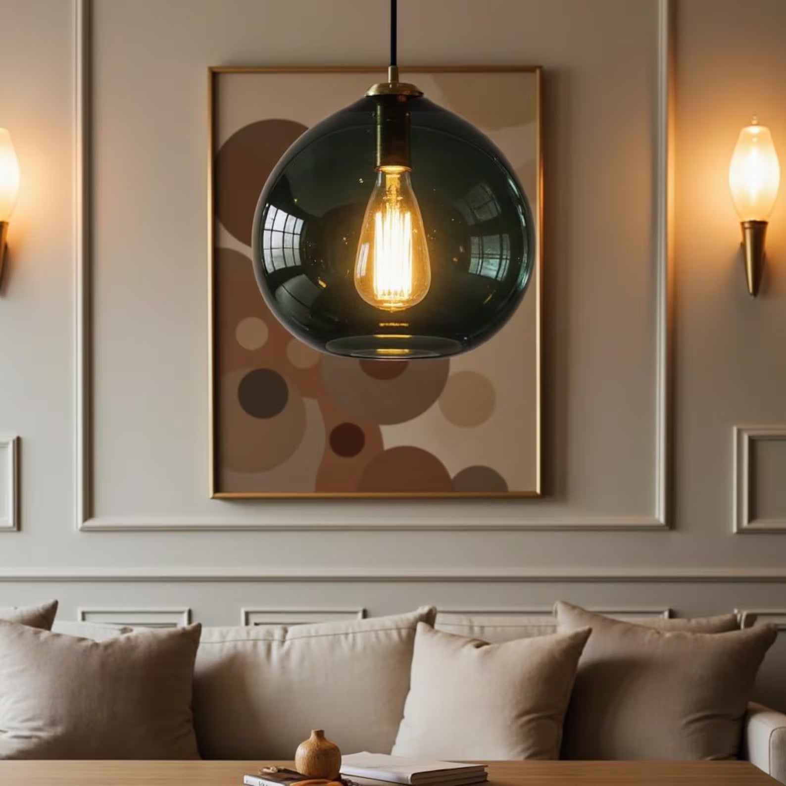 Deep Green Globe Glass Pendant Light