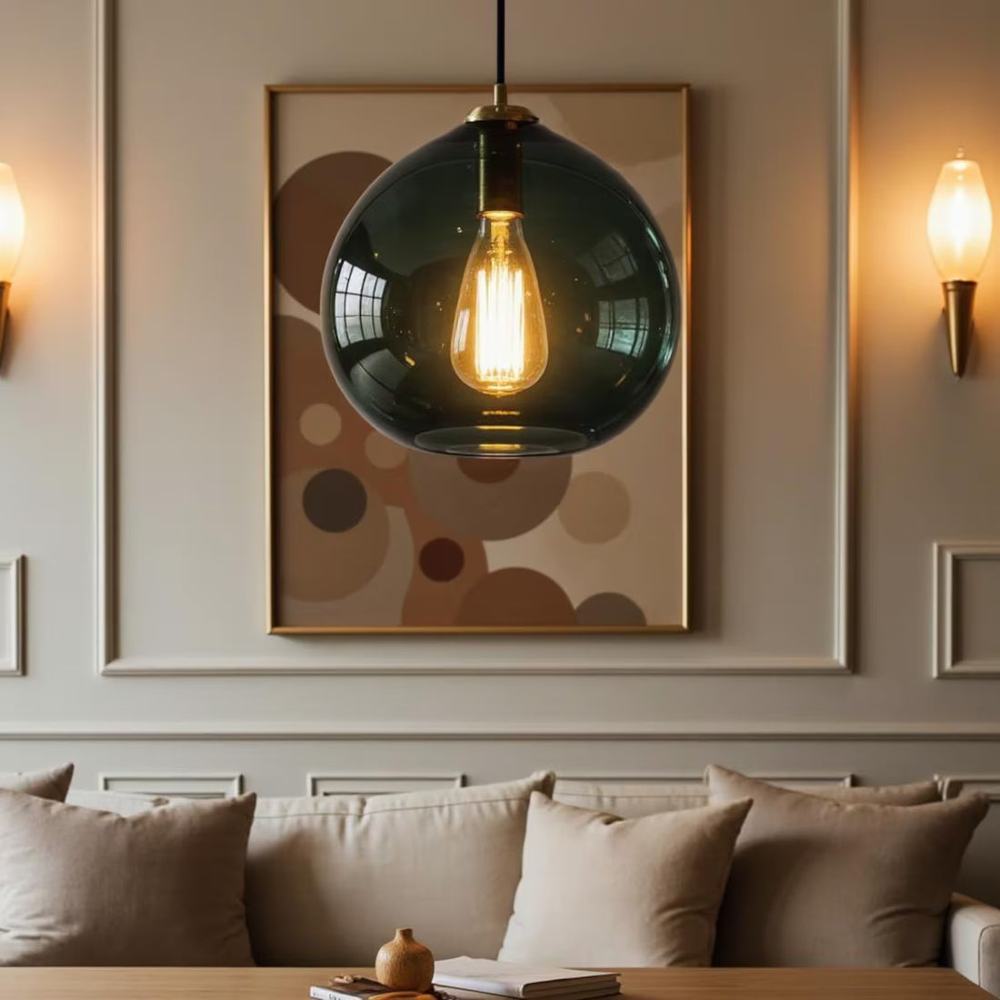 Deep Green Globe Glass Pendant Light