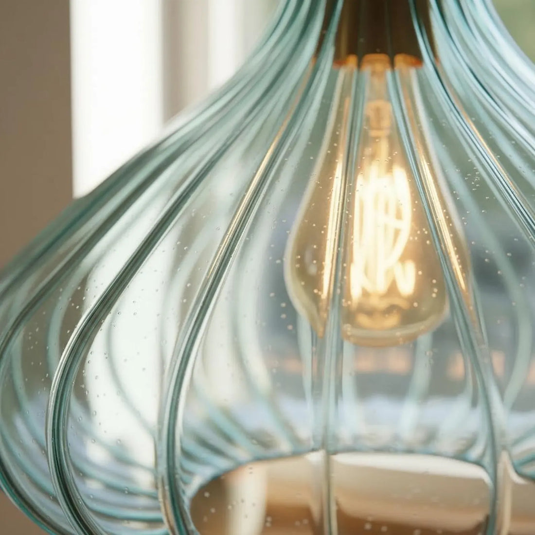 Ribbed Blown Glass Pendant