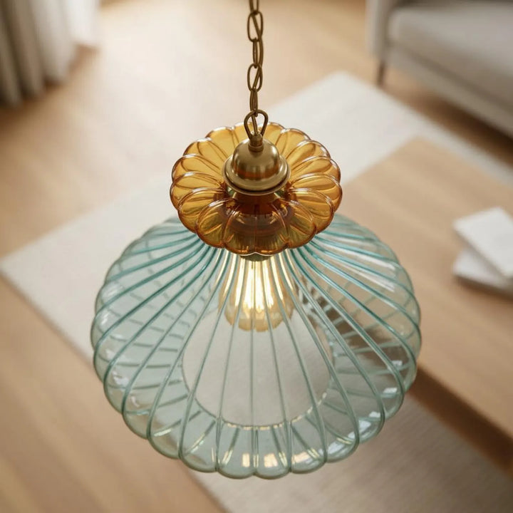 Ribbed Blown Glass Pendant