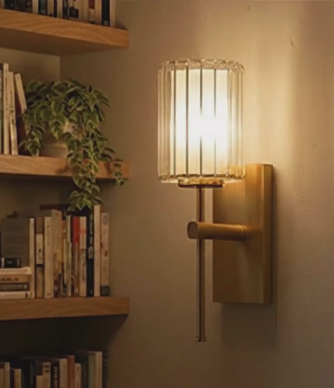 Handmade Clear Ribbed Glass Wall Sconce