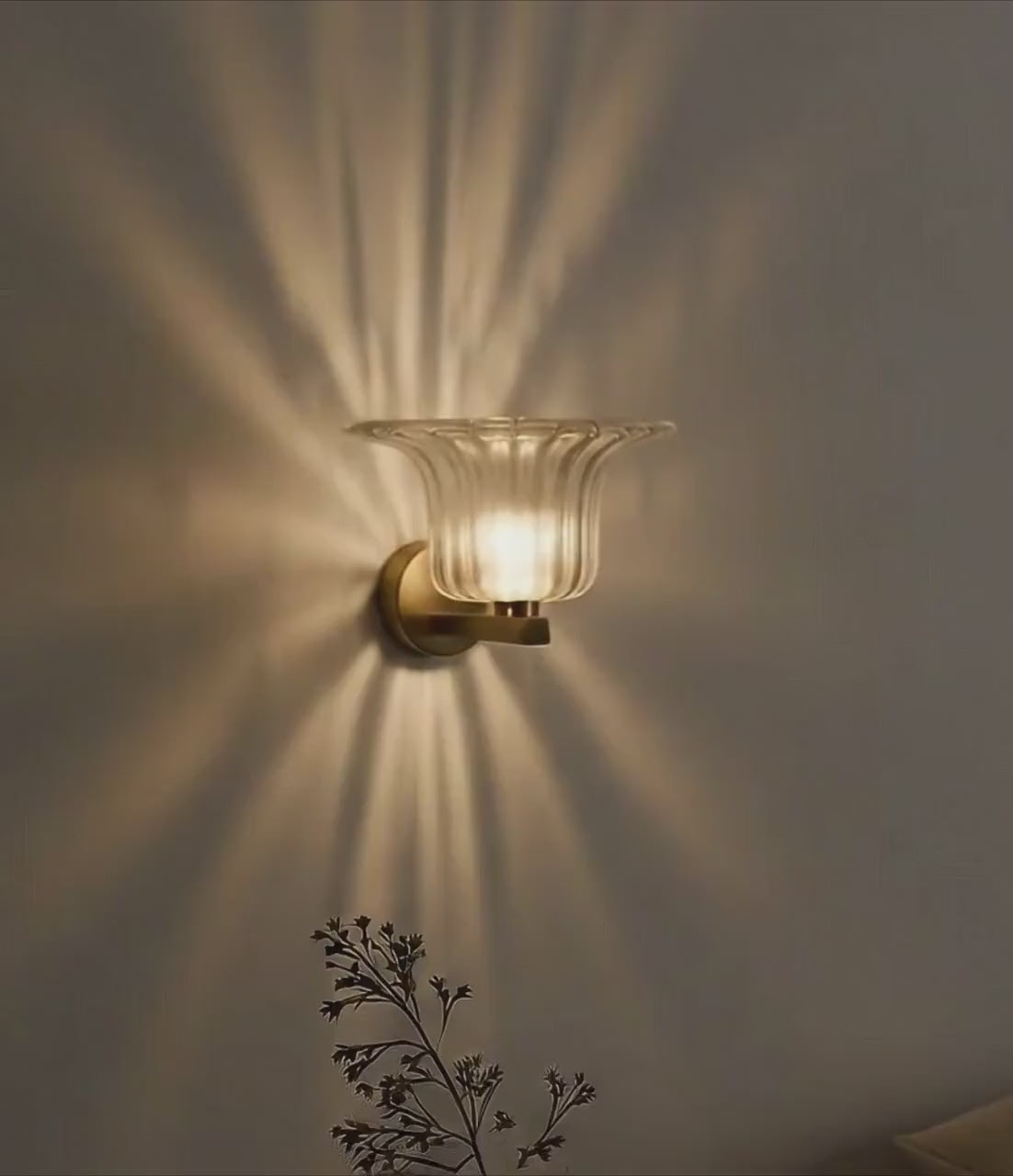 Vintage Clear Ribbed Glass Wall Scone