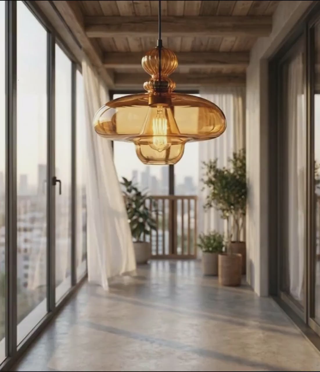 Customizable Amber Glass Pendant Lighting