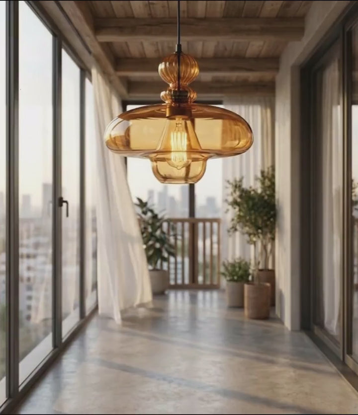 Customizable Amber Glass Pendant Lighting
