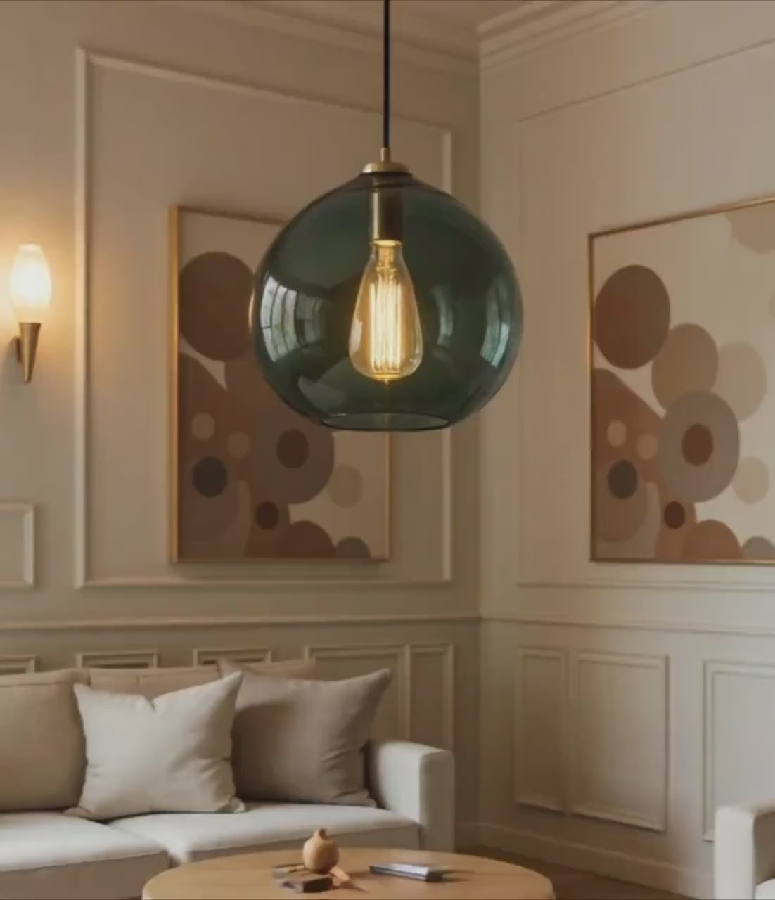 Deep Green Globe Glass Pendant Light