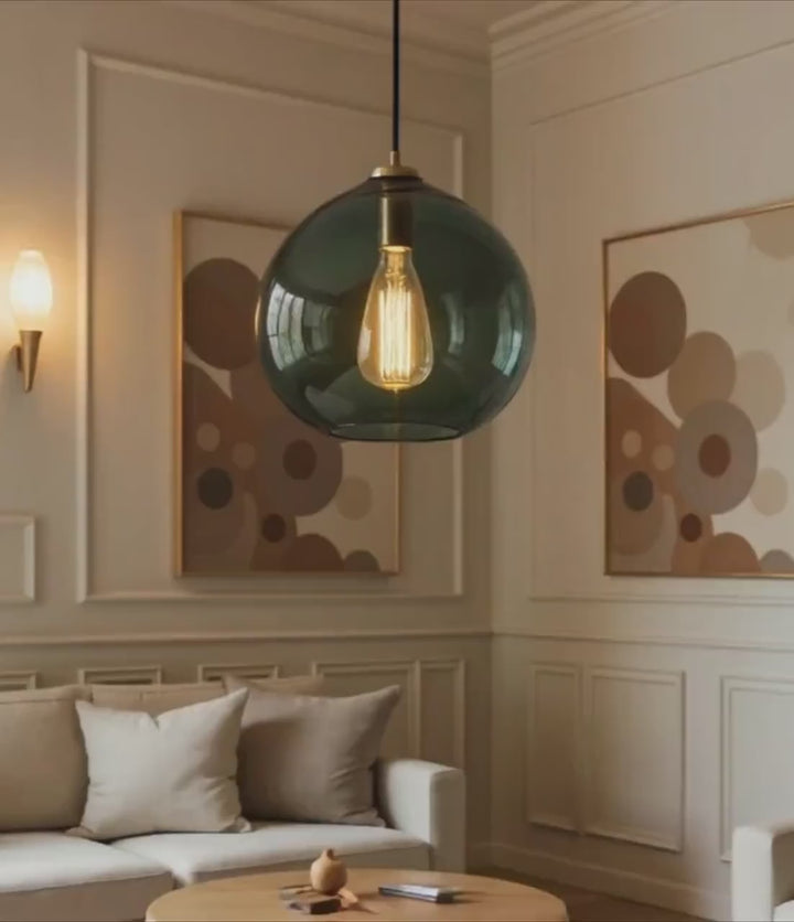 Deep Green Globe Glass Pendant Light