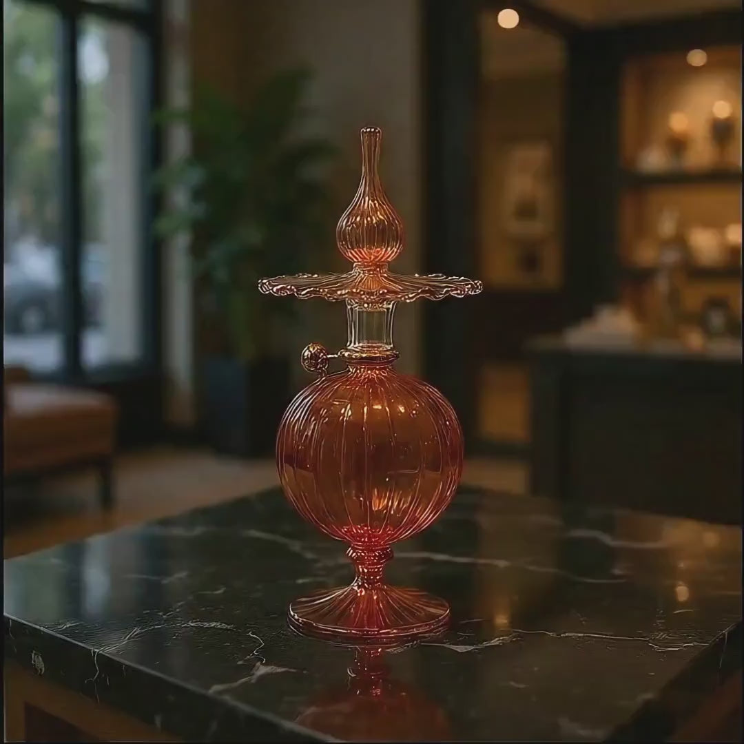 Hand Blown Glass Perfume Bottle: Personalized 14k Gold